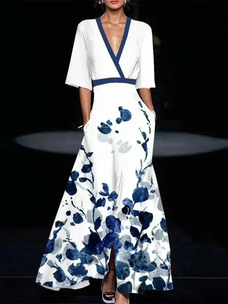 Sara – elegancka sukienka z krótkim rękawem i kwiatowym wzorem