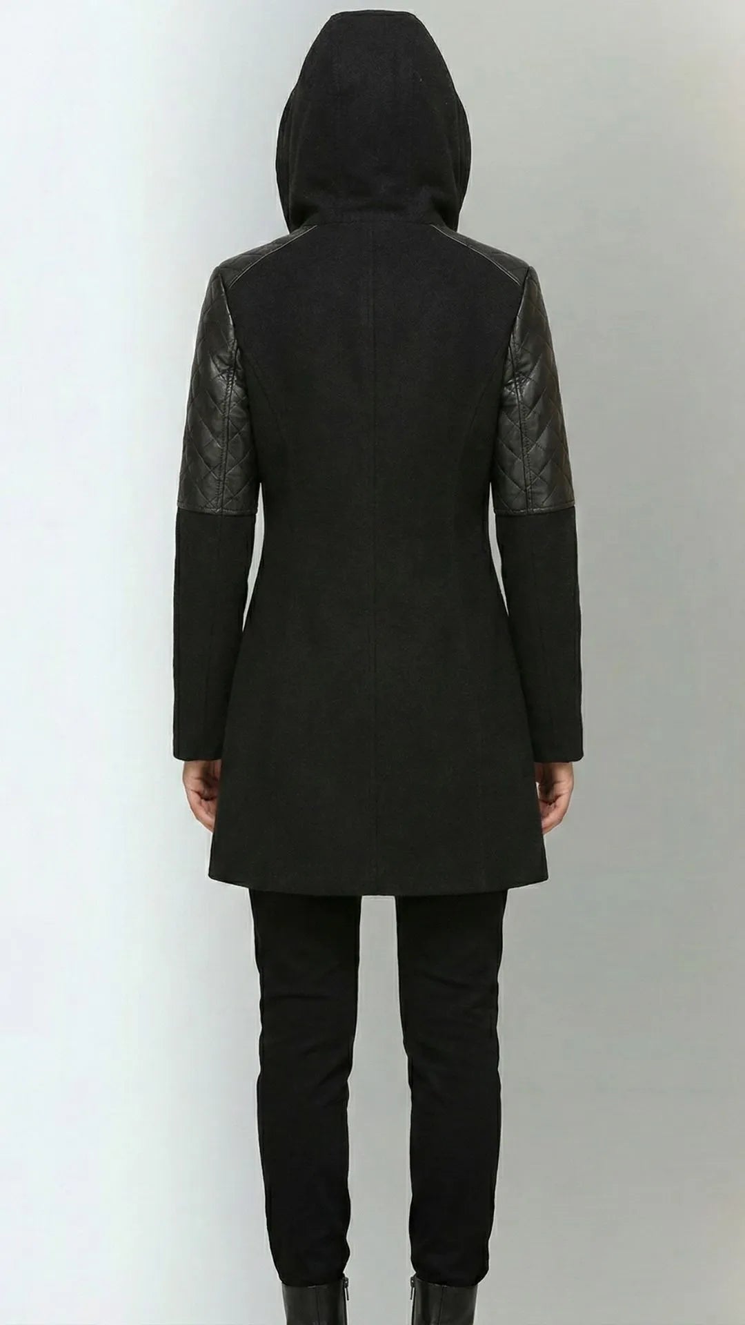 Verona - Płaszcz Biker: Połączenie Tweedu i Pikowanej Ekoskóry