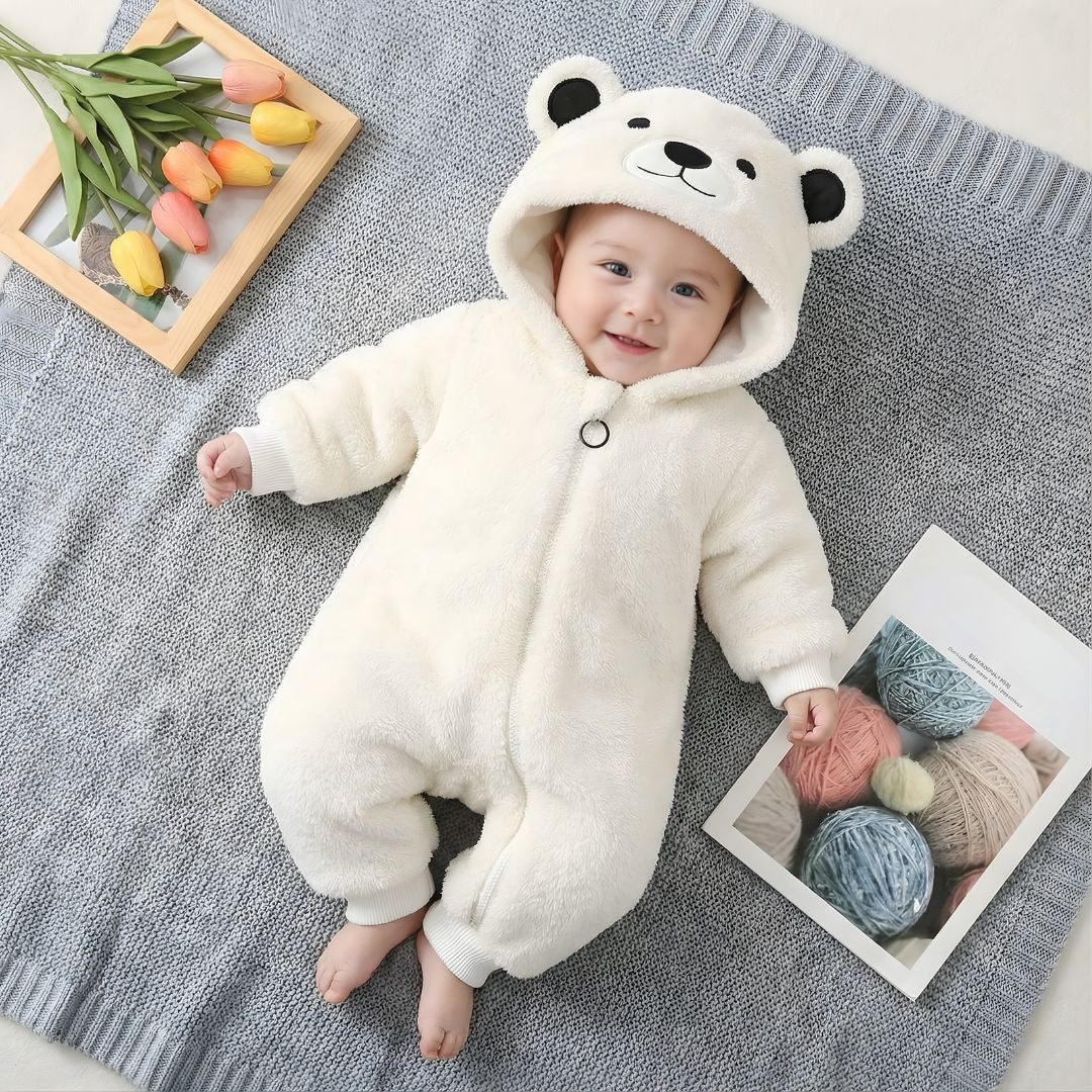 Mały Miś - Pluszowy Kombinezon Niemowlęcy. Ocieplany Pajacyk