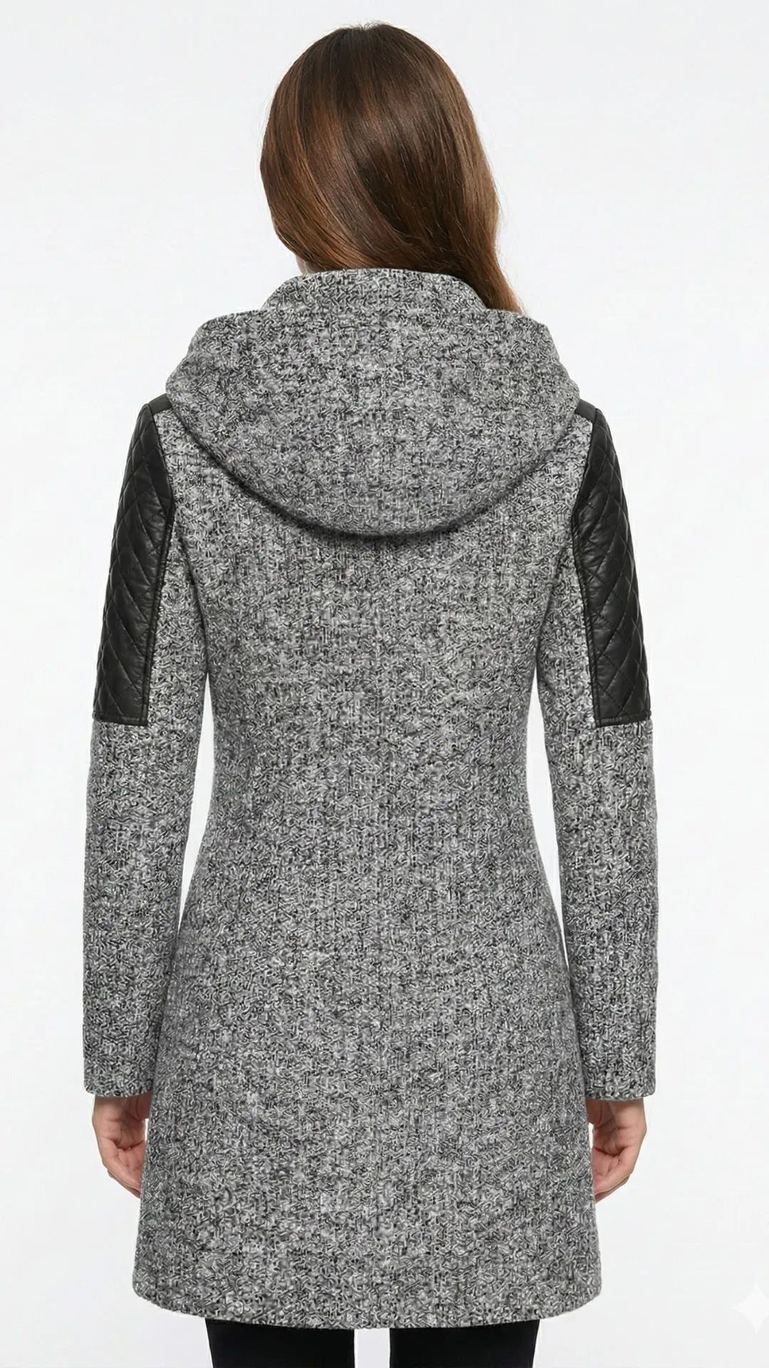 Verona - Płaszcz Biker: Połączenie Tweedu i Pikowanej Ekoskóry