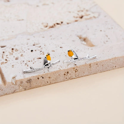 Kolczyki "Posłaniec Nadziei" - Rudzik (Symbol Bliskości)