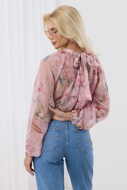 Magnolia – Elegancka bluzka z motywem kwiatowym i bufiastymi rękawami