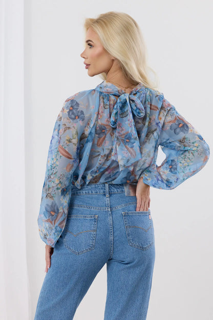 Magnolia – Elegancka bluzka z motywem kwiatowym i bufiastymi rękawami