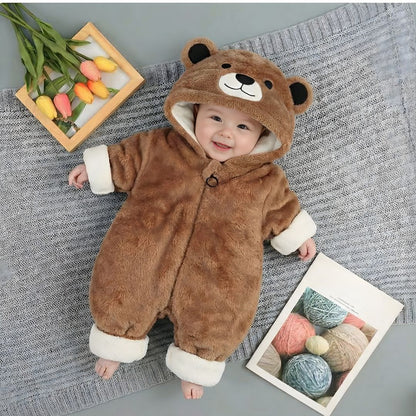Mały Miś - Pluszowy Kombinezon Niemowlęcy. Ocieplany Pajacyk