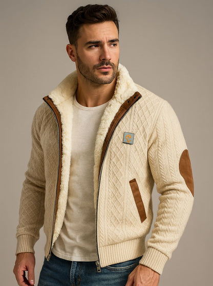 NordWarm męska ocieplana kurtka z dzianiny z futerkiem