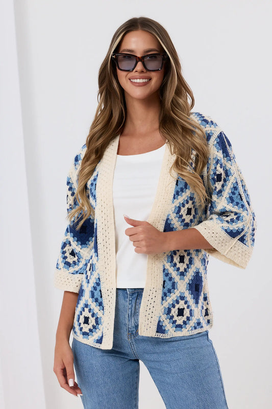 Aria - Szydełkowy kardigan z geometrycznym wzorem